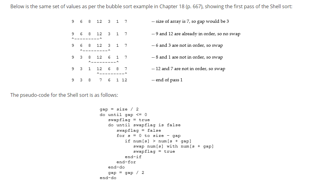 Solved The Shell sort (invented by Dr. Donald Shell) is a | Chegg.com