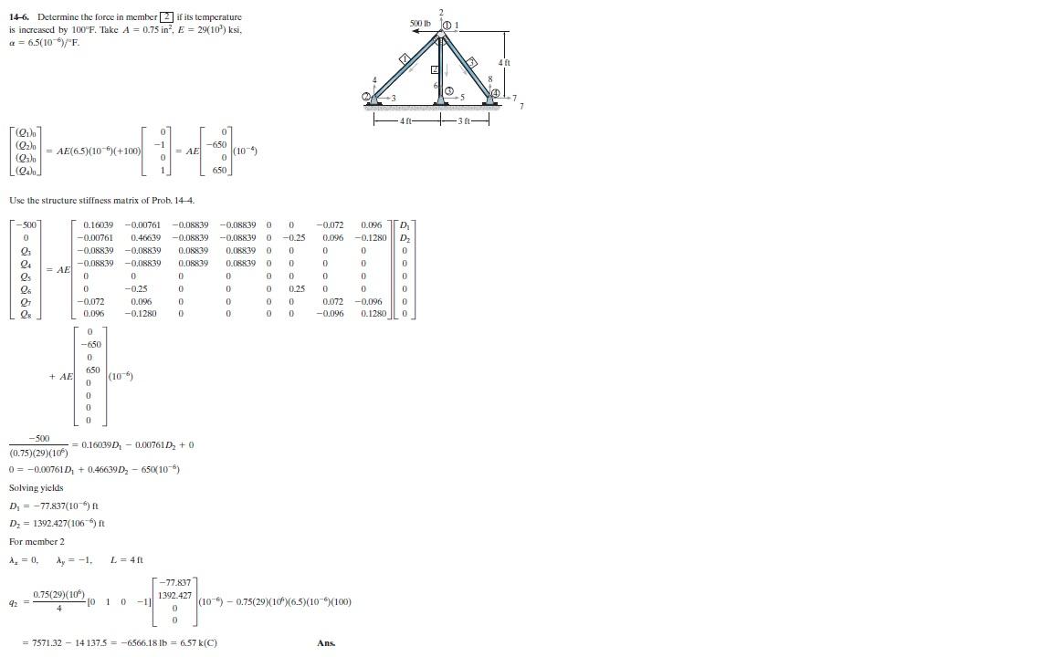 Solved 14 Determine The Stiffness Matrix K For The Trus Chegg Com