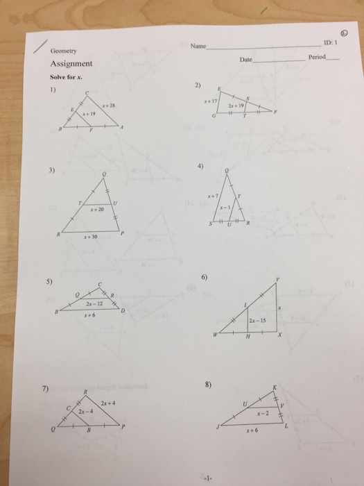 geometry assignment solve for x