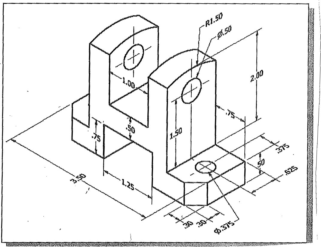 Solved using cad, please draw the top, front, and right side | Chegg.com