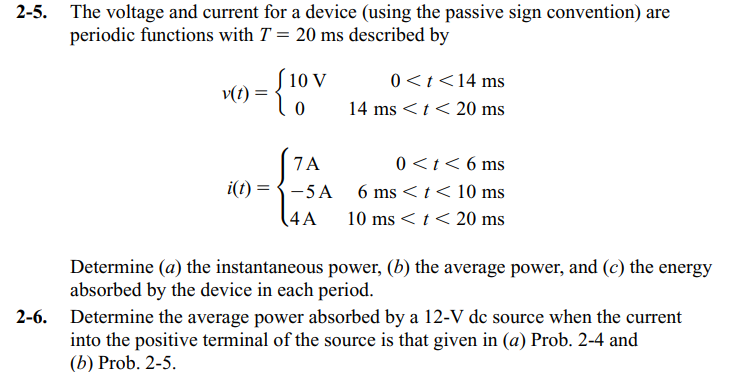 Solved The Voltage And Current For A Device (using The 