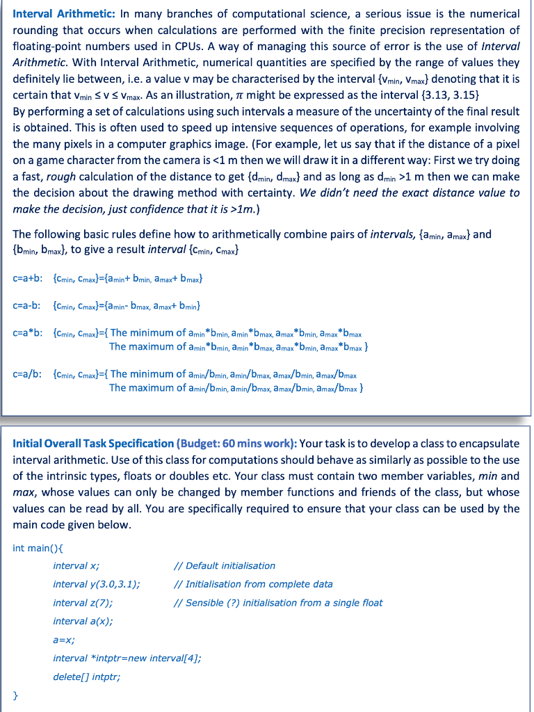 Solved Interval Arithmetic: In many branches of | Chegg.com