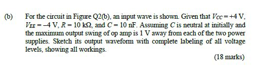 Solved (6) For the circuit in Figure Q2(b), an input wave is | Chegg.com