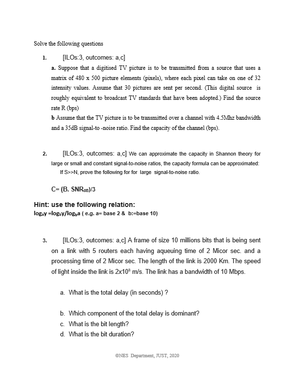 1. Solve the following questions [ILO:3, outcomes: | Chegg.com