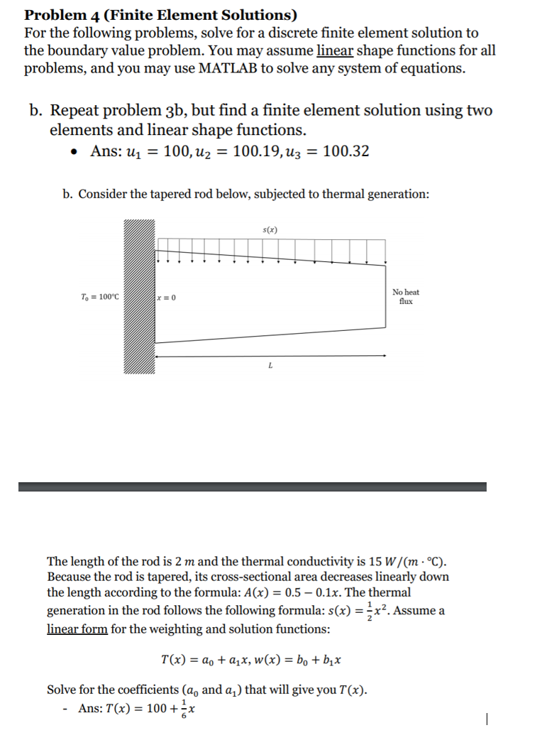 Solved Problem 4 (Finite Element Solutions) For The | Chegg.com