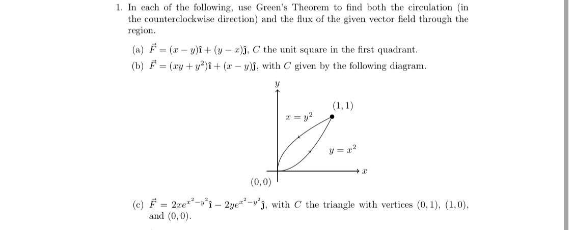 Solved 1. In each of the following, use Green's Theorem to | Chegg.com