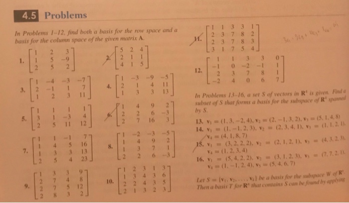 Solved 4.5 Problems In Problems 1-12. find both a basis for | Chegg.com