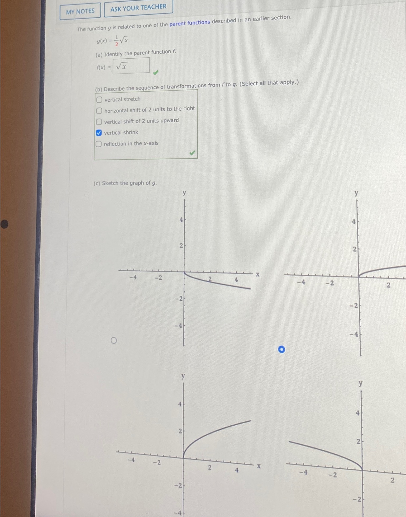 Solved A.) Identify The Parent Functionb.) Describe The | Chegg.com