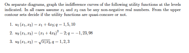 Solved On separate diagrams, graph the indifference curves | Chegg.com