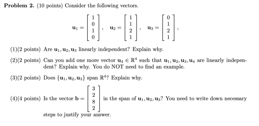Solved Problem 2. (10 points) Consider the following | Chegg.com