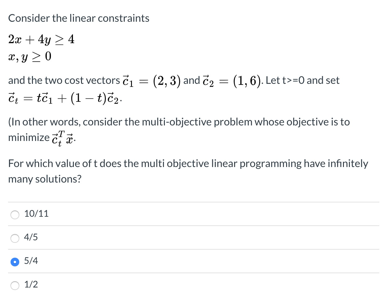 Solved Consider the linear constraints 2x + 4y > 4 X, Y > 0 | Chegg.com