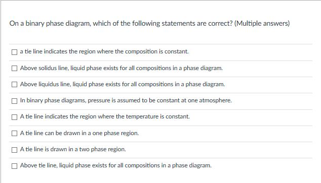 Solved On a binary phase diagram, which of the following | Chegg.com