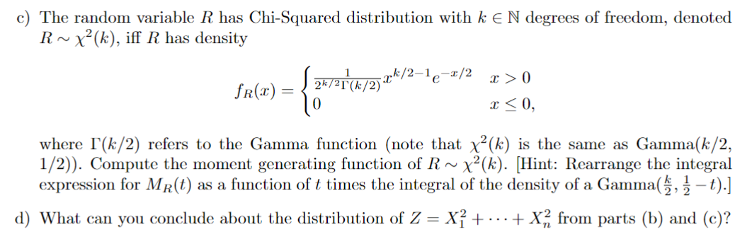 Solved Problem 5. Chi-Square Distribution: A) Suppose | Chegg.com