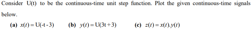Solved Consider U(t) to be the continuous-time unit step | Chegg.com