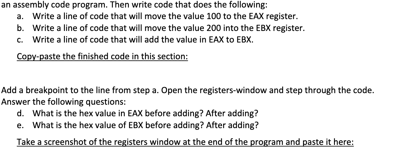 Solved an assembly code program. Then write code that does | Chegg.com