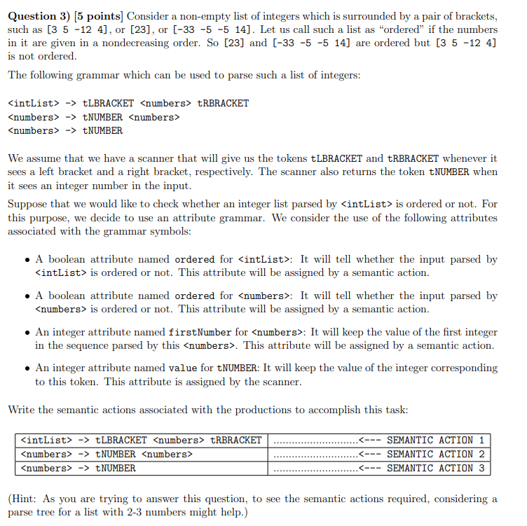 Solved Question 3) [5 points] Consider a non-empty list of | Chegg.com