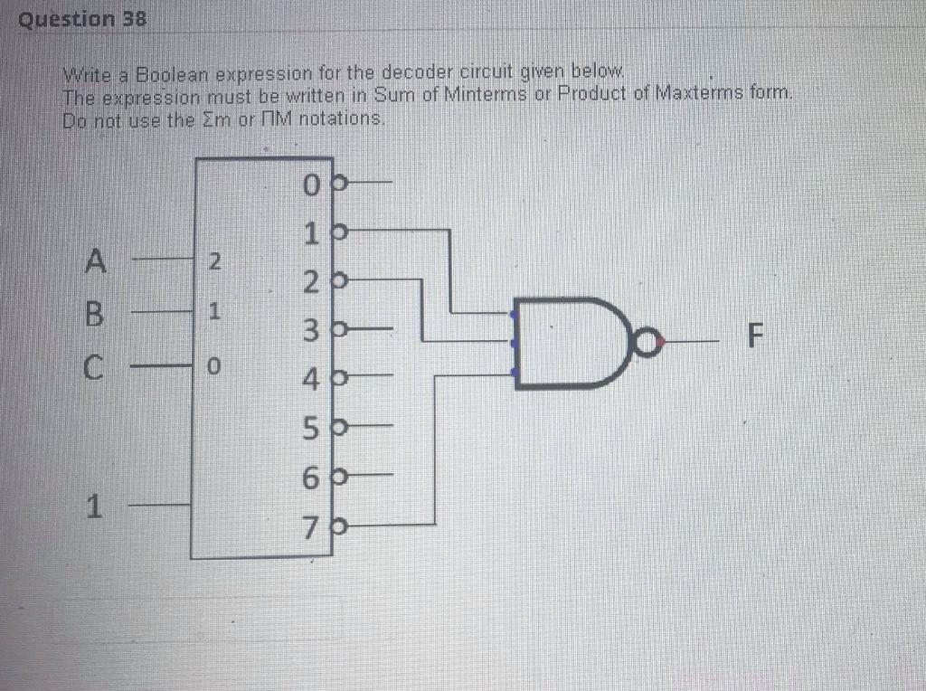 Solved Question 38 Write a Boolean expression for the | Chegg.com