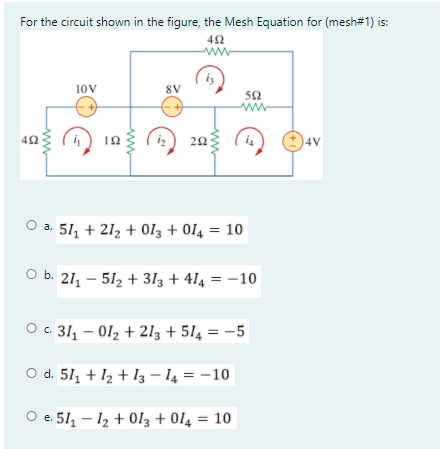 Solved For the circuit shown in the figure, the Mesh | Chegg.com