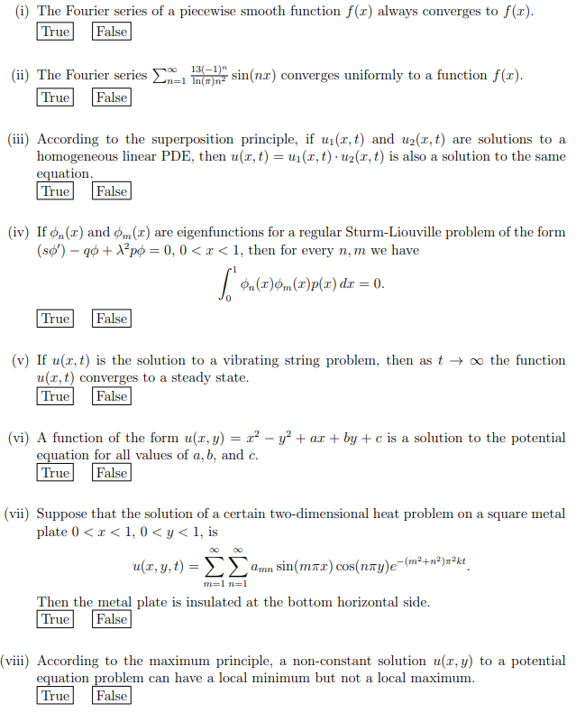 Solved I The Fourier Series Of A Piecewise Smooth Funct Chegg Com