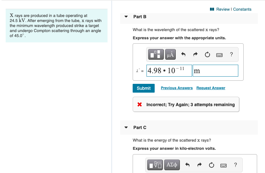 Solved Review | Constants Part B X rays are produced in a | Chegg.com