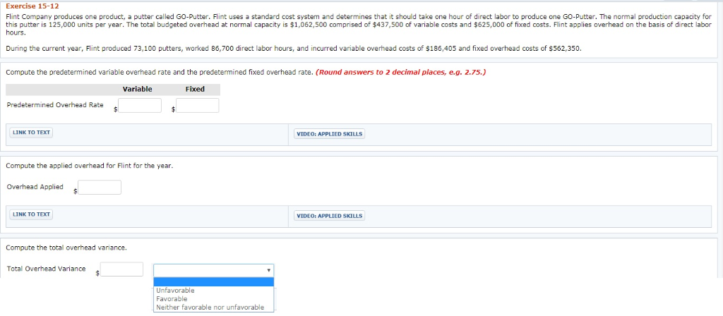 Solved Exercise 15 12 Flint Company Produces One Product A Chegg