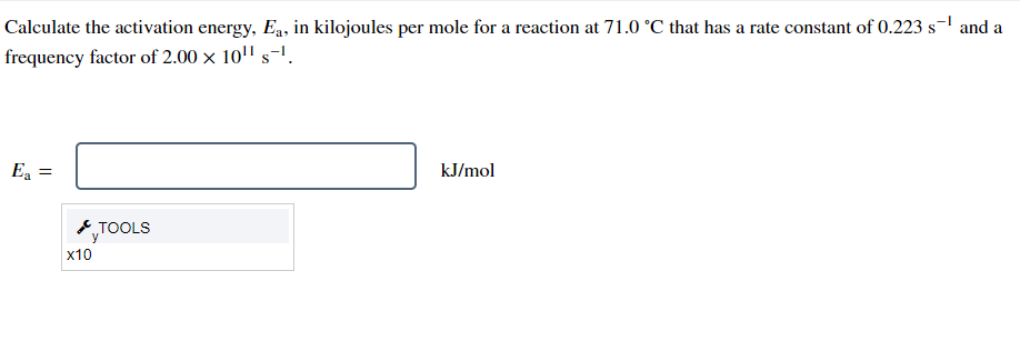 Solved Calculate The Activation Energy, \\( E_{\\mathrm{a}} | Chegg.com