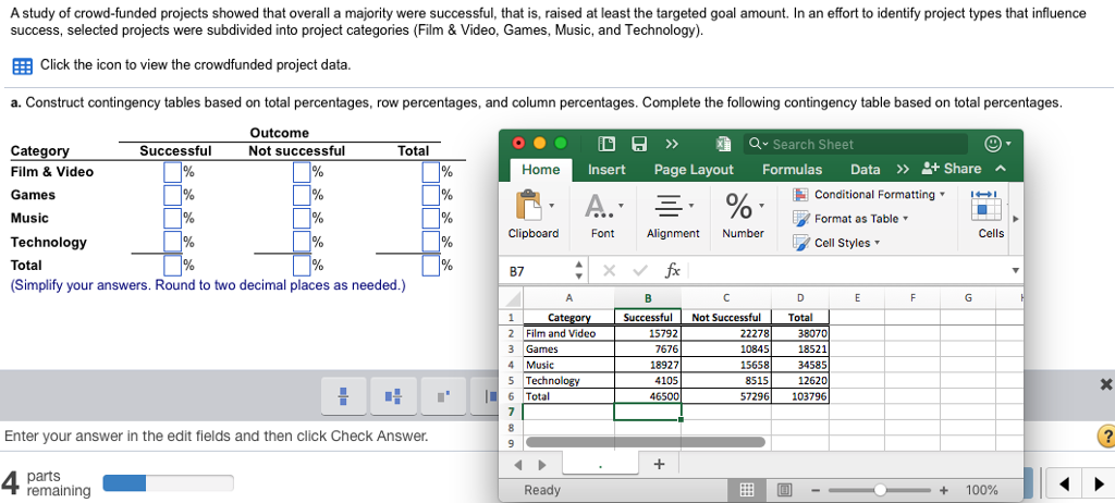 Solved Construct contingency tables based on total Chegg