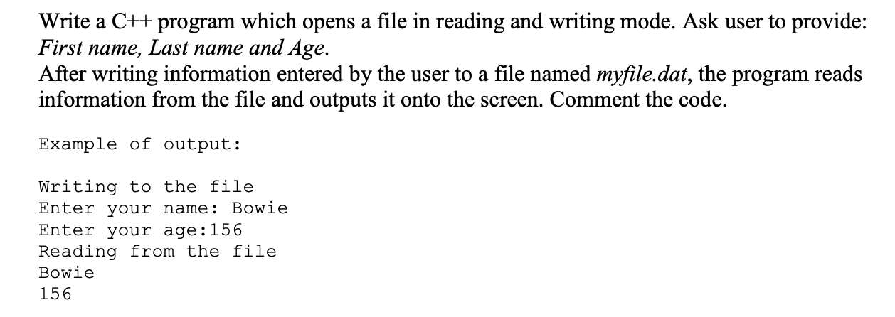 Solved Write a C++ program which opens a file in reading and | Chegg.com