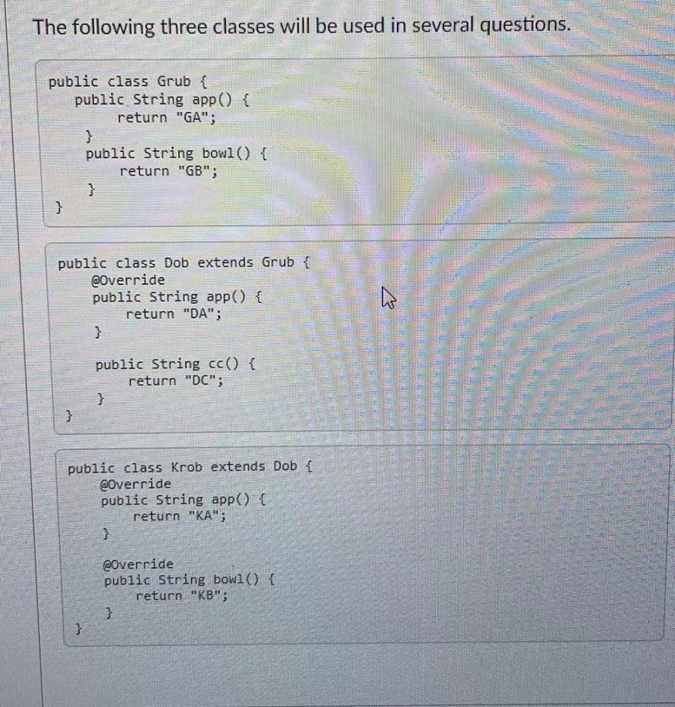Solved The following three classes will be used in several | Chegg.com