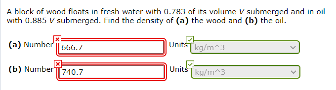 Solved A Block Of Wood Floats In Fresh Water With 0.783 Of | Chegg.com