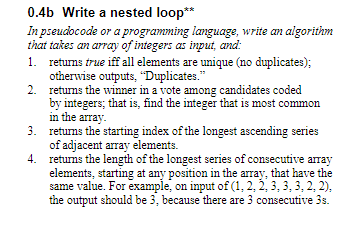 Solved 0.4b Write a nested loop ⋆x In pseudocode or a | Chegg.com