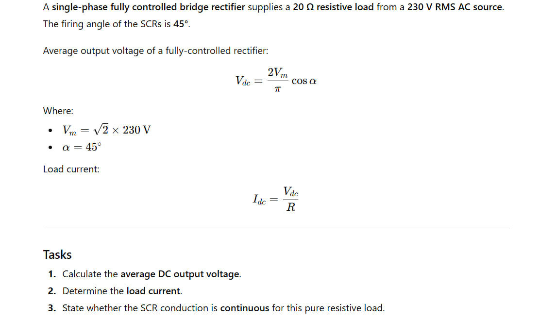 Solved A single-phase fully controlled bridge rectifier | Chegg.com