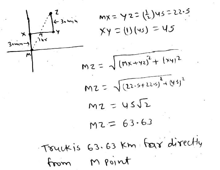 Solved A Truck Travels From Point M Northward For 30 Min Chegg Com