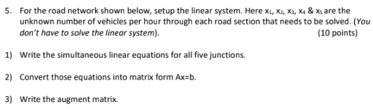 Solved 5. For the road network shown below, setup the linear | Chegg.com