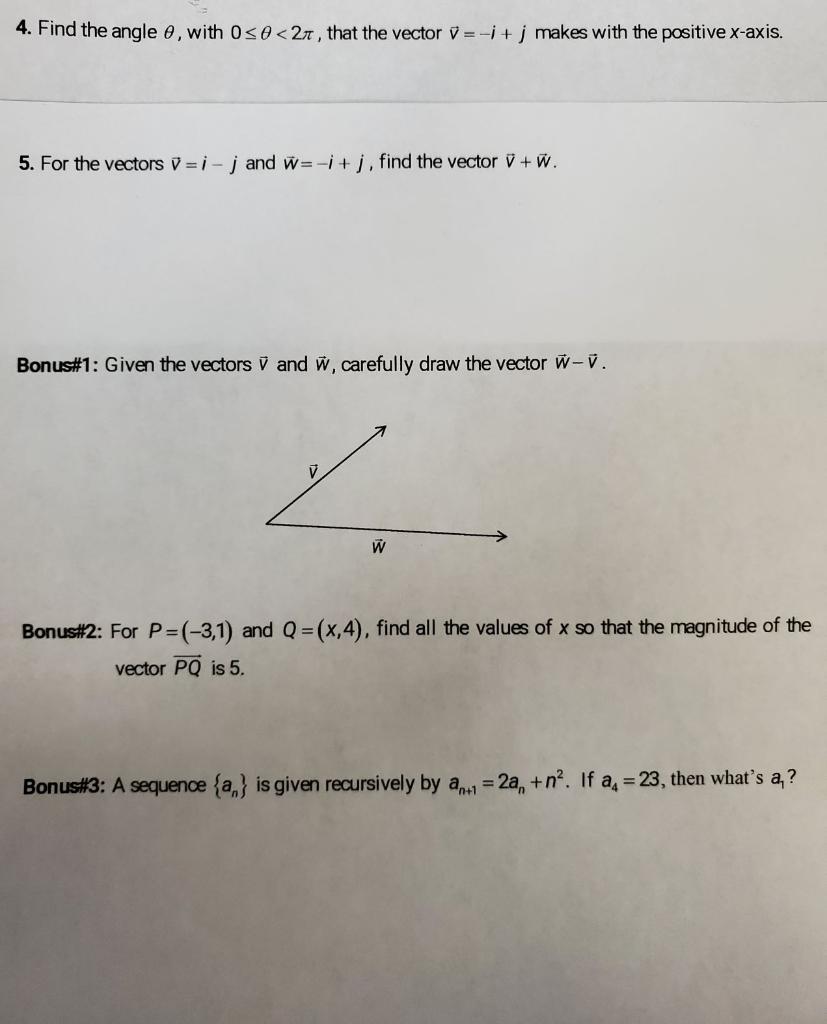 4 Find The Angle O With Ose 21 That The Vector Chegg Com
