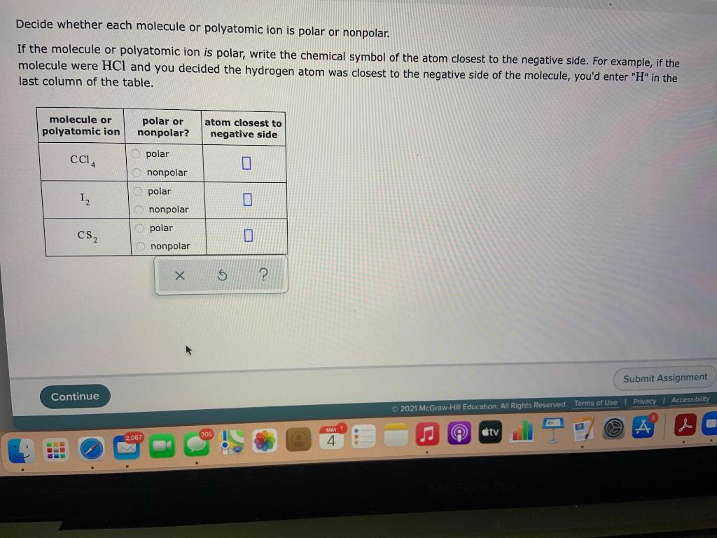 Solved Decide Whether Each Molecule Or Polyatomic Ion Is 8283