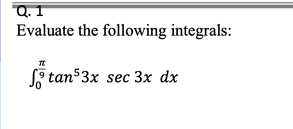 Solved Q 1 Evaluate The Following Integrals Tt Sõ Tan53x 0417