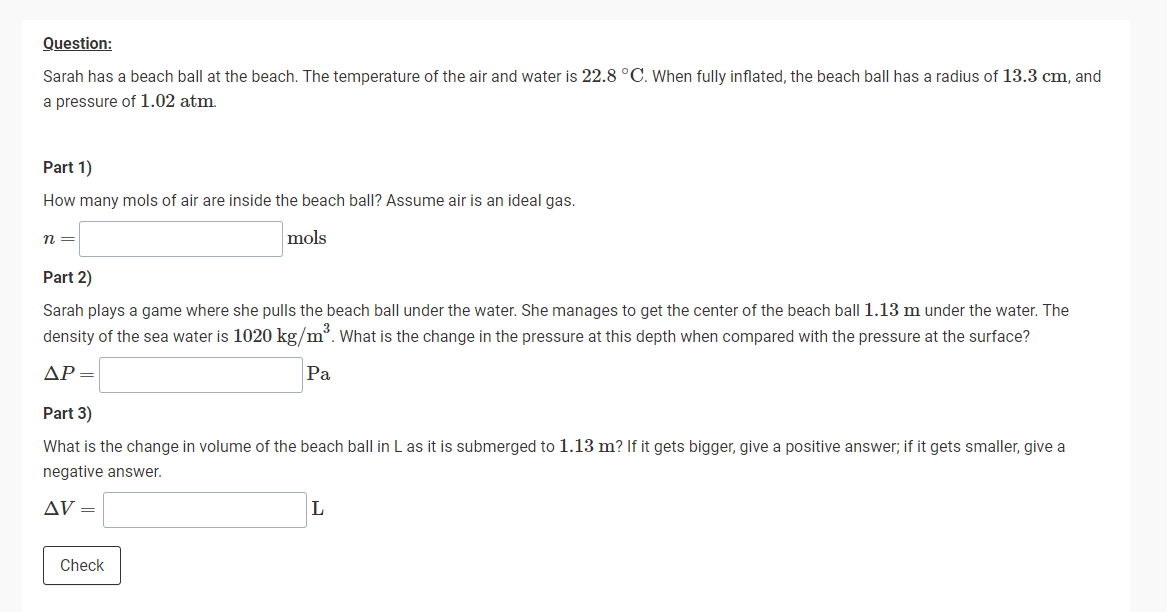 Solved Question: Sarah has a beach ball at the beach. The | Chegg.com