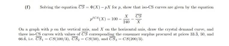 Solved (1) Solving the equation CS = 0(X) - pX for p, show | Chegg.com