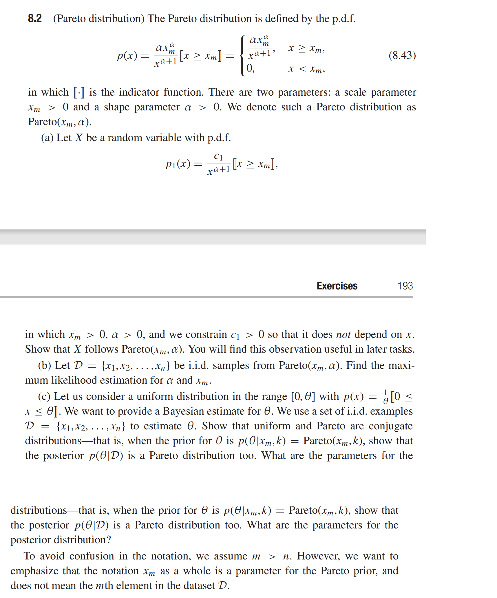 Solved 8.2 (Pareto distribution) The Pareto distribution is | Chegg.com