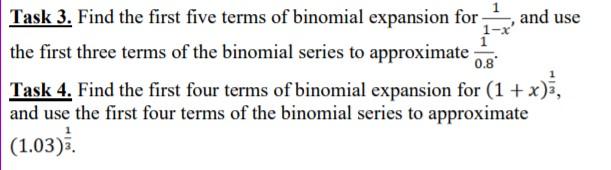 Solved and use 1-3 1 Task 3. Find the first five terms of | Chegg.com