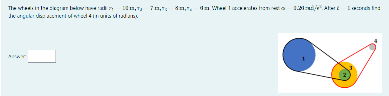 Solved The wheels in the diagram below have radii rı = 10 m, | Chegg.com