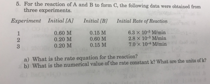 Solved 5. For the reaction of A and B to form C, the | Chegg.com