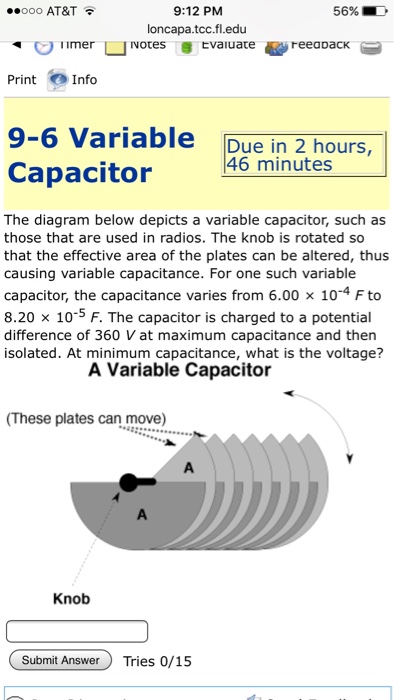 Solved The diagram below depicts a variable capacitor, such | Chegg.com