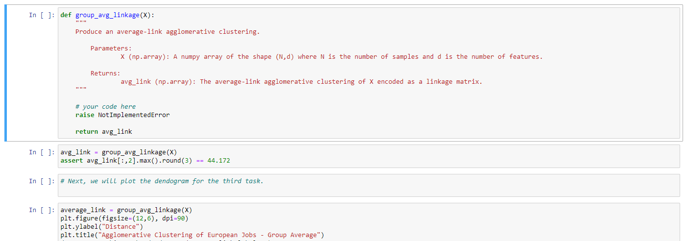 Solved Python - Write a function group_avg_linkage | Chegg.com