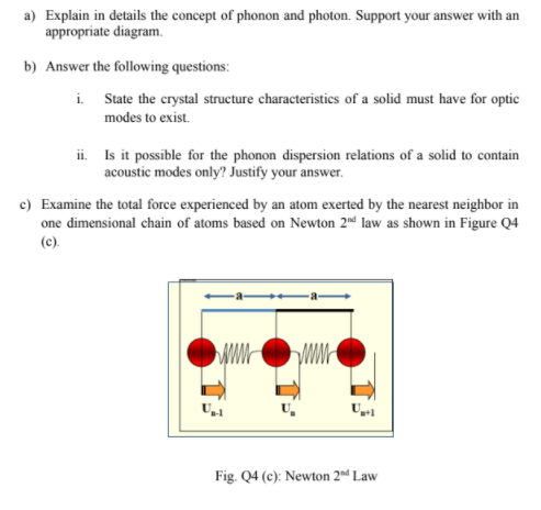 Solved a) Explain in details the concept of phonon and | Chegg.com