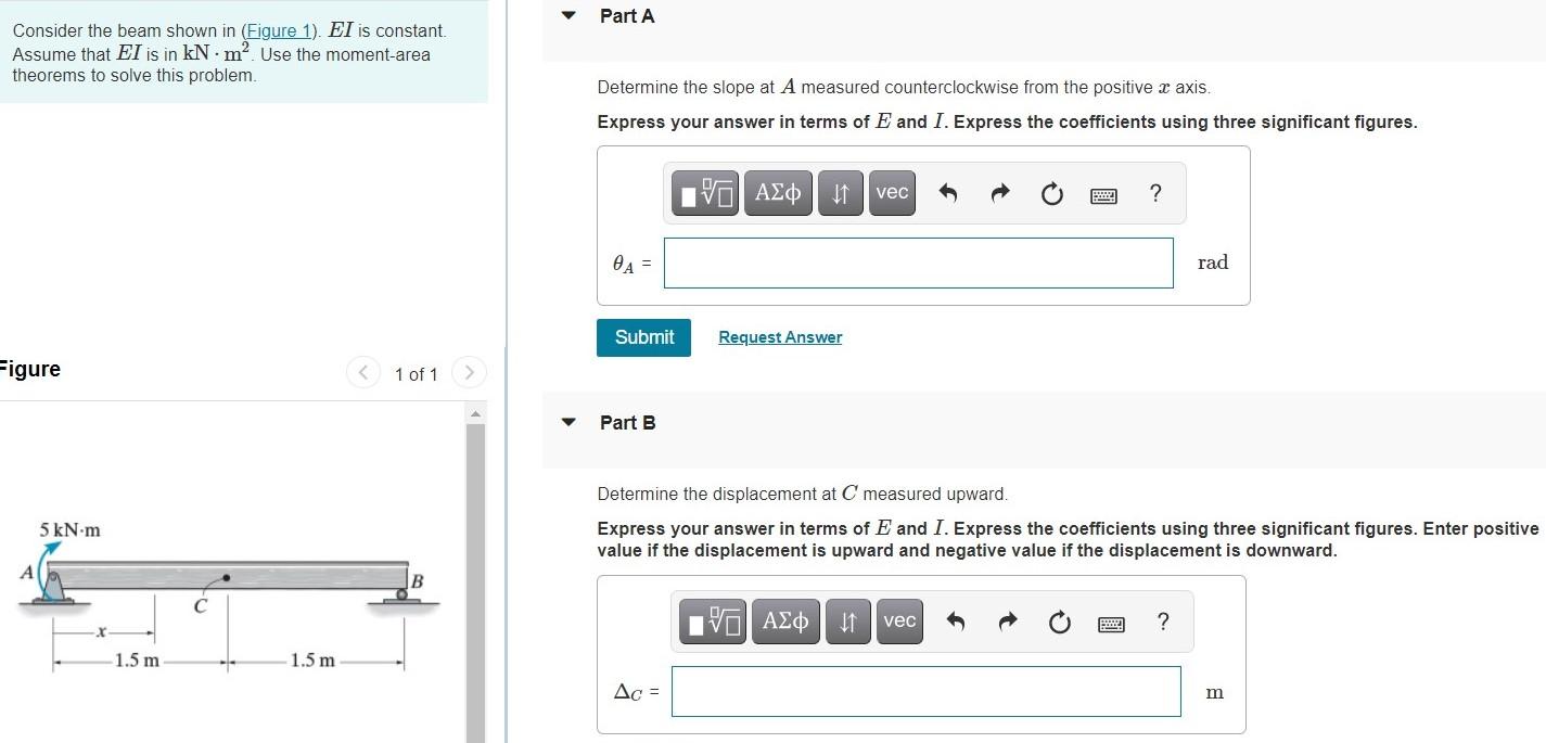 Solved Consider the beam shown in (Figure 1). EI is | Chegg.com