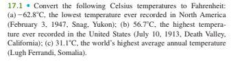 Solved 17.1 - Convert the following Celsius temperatures to | Chegg.com