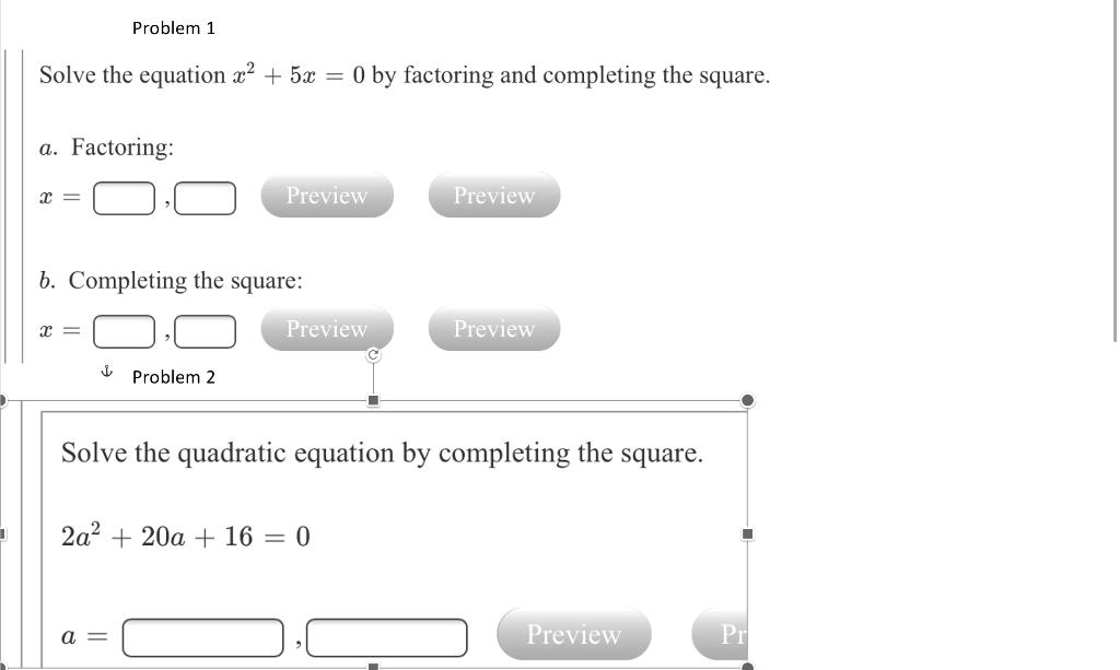 Solved Problem 1 Solve the equation x² + 5x = 0 by factoring | Chegg.com