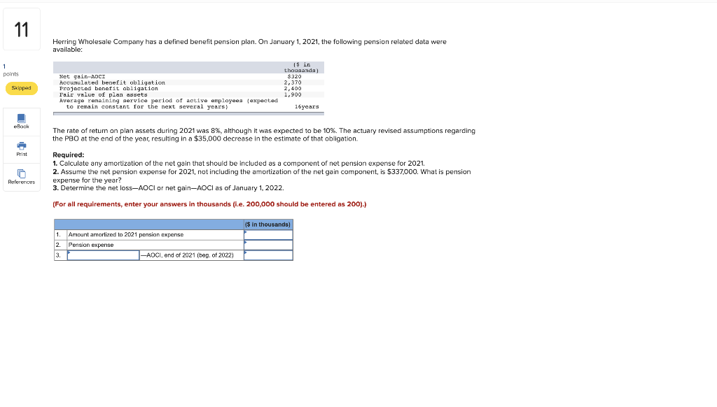 Solved 11 Herring Wholesale Company has a defined benefit